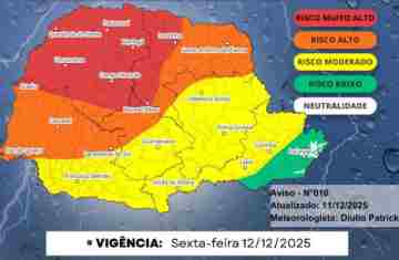 Paraná terá tempestades severas neste fim de semana, aponta previsão do Simepar